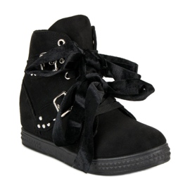 Super Me Adidași negri cu fundițe negru 1