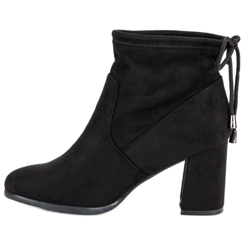 Bocanci din piele întoarsă cu toc înalt negru 1