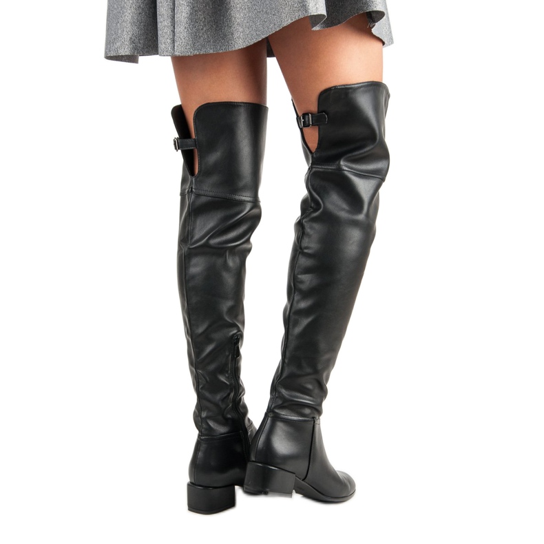 Cizme negre pe tocuri joase negru 2