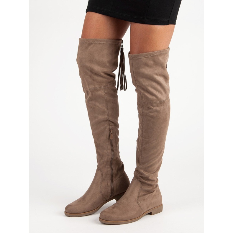 Super Me Cizme din piele de căprioară maro 2