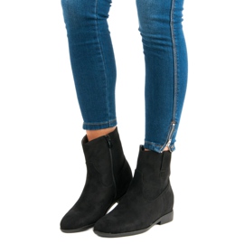 Lucky Shoes Botine din piele de căprioară cu fermoar negru 1