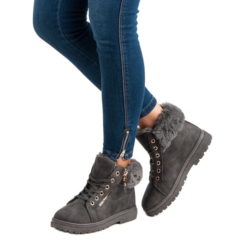 Cizme calde, legate gri 2