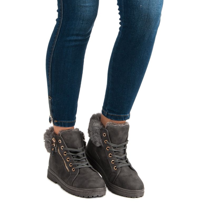 Cizme calde, legate gri 1