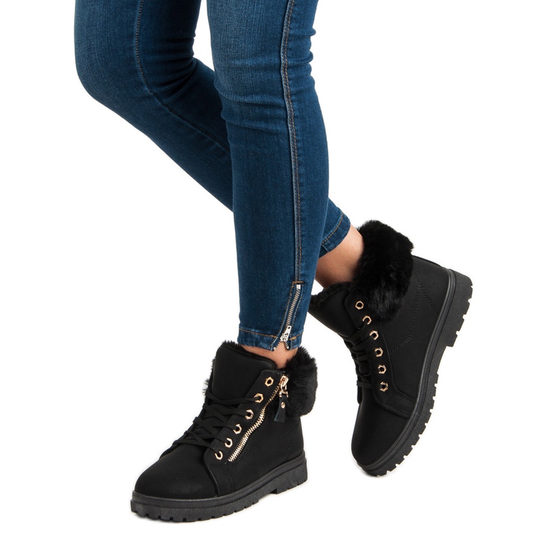 Cizme calde, legate negru 2