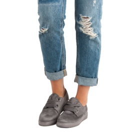 Adidași din piele de căprioară gri 1