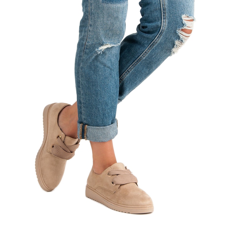 Tenisi din piele de căprioară maro 1