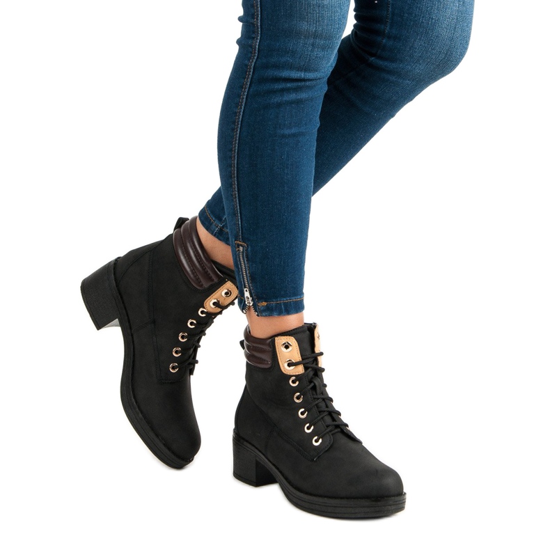 Ghete de lucru cu toc înalt negru 2