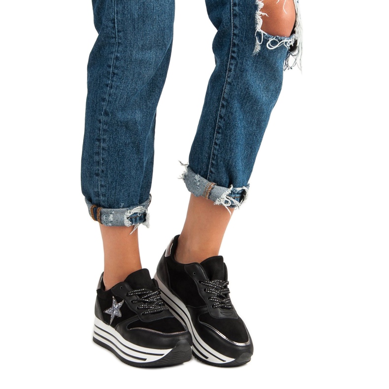 Adidași la modă pe platformă negru 2