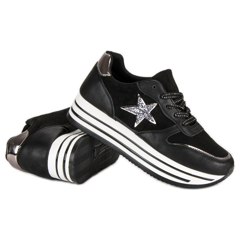Adidași la modă pe platformă negru 1