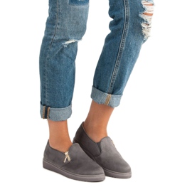 Adidași din piele de căprioară gri 1