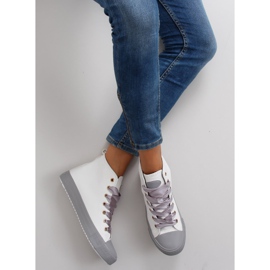 Adidași pentru șireturi duble la gleznă alb gri 2