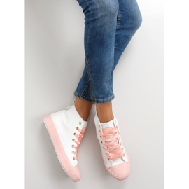 Adidași pentru gleznă cu șireturi duble bl102p Roz alb 2