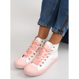 Adidași pentru gleznă cu șireturi duble bl102p Roz alb 1