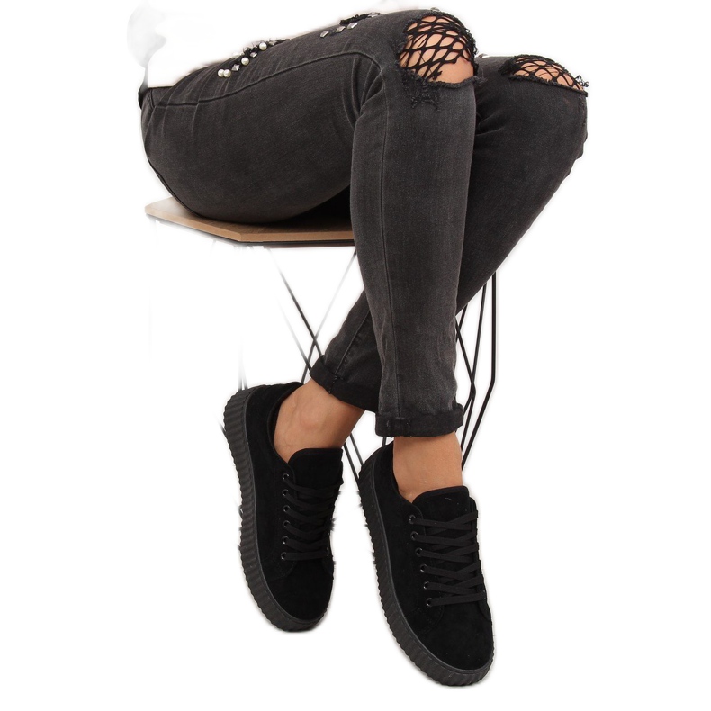 Adidași negri AX03 negri pe talpă înaltă negru 2