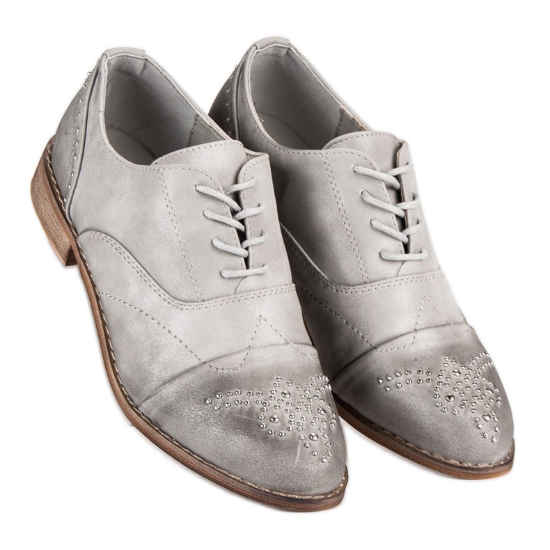 Super Me Pantofi la modă cu dantelă gri 1