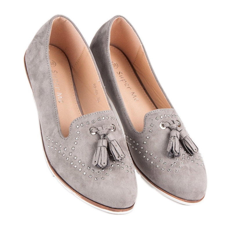 Super Me Domnii de piele de căprioară gri 1