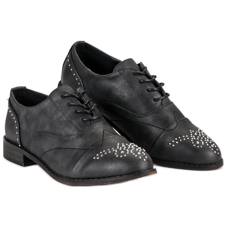 Super Me Pantofi legați la modă negru 2