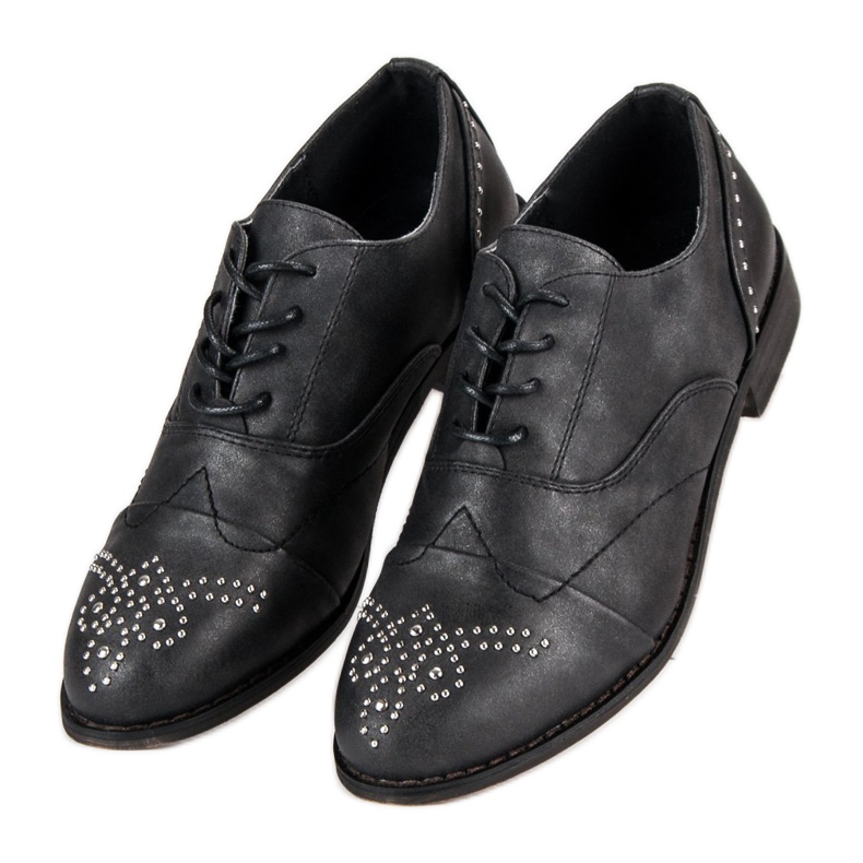 Super Me Pantofi legați la modă negru 1