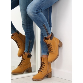 Cizme din lemn pe tocuri înalte, cămilă 7-9028 maro 2