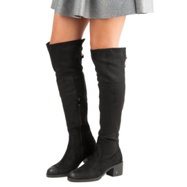 Cizme din piele de căprioară vinceza cu toc înalt negru 1