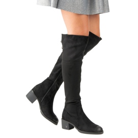 Cizme din piele de căprioară vinceza cu toc înalt negru 2