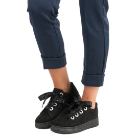 Adidași negri din piele de căprioară negru 1