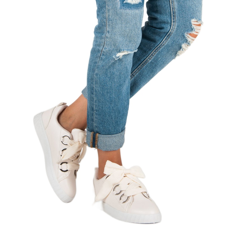 Super Me Adidași cu dantelă bej 2