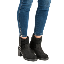 Seastar Cizme din piele de căprioară cu toc înalt negru 1