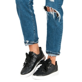 Super Me Adidași negri cu dantelă negru 1