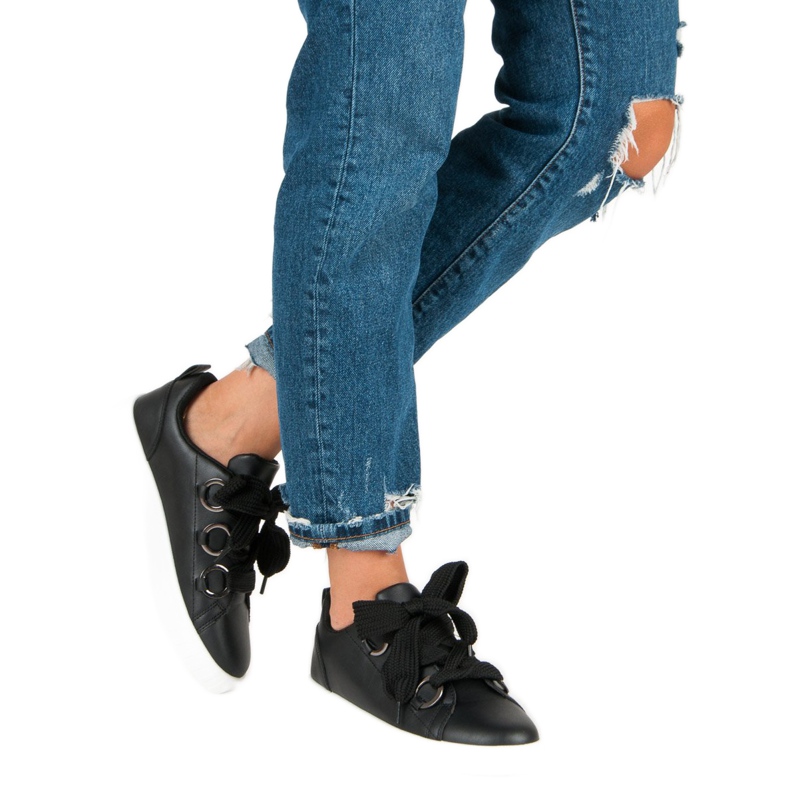 Super Me Adidași negri cu dantelă negru 2