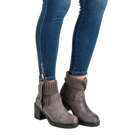 Seastar Cizme din piele de căprioară cu toc înalt gri 2