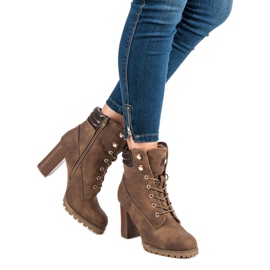 Kayla Cizme cu toc înalt legate maro 2 Kayla Cizme cu toc înalt legate maro 2