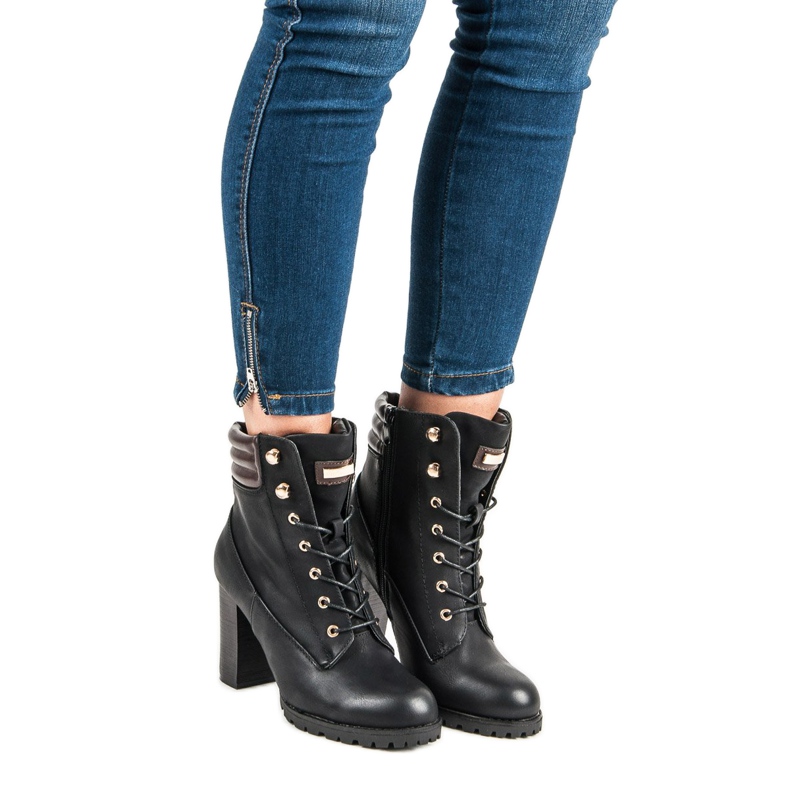 Kayla Cizme cu toc înalt legate negru 2