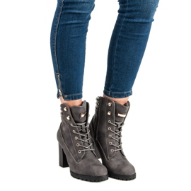 Kayla Cizme cu toc înalt legate gri 1