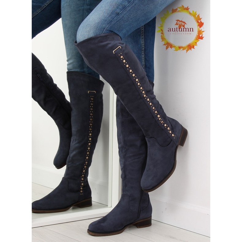 Cizme peste genunchi, bleumarin 990-PG albastru albastru marin 1