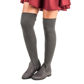 Super Me Cizme de dama montate gri 1