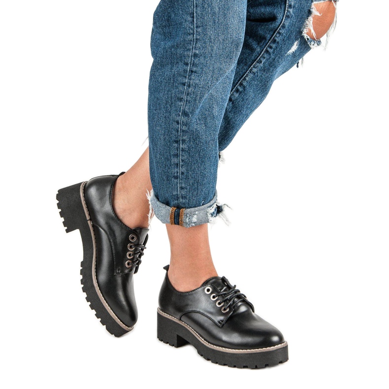 Pantofi la modă cu dantelă negru 2