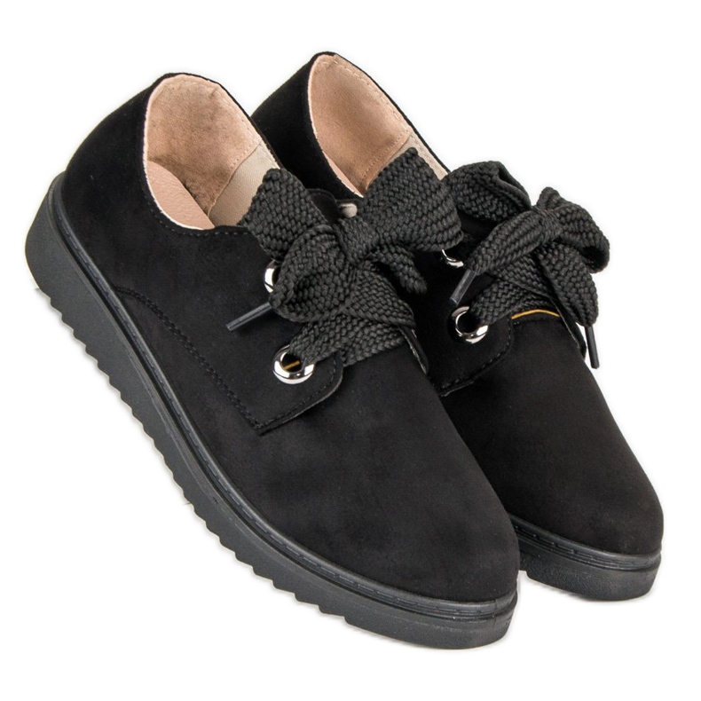 Adidași din piele de căprioară negru 2