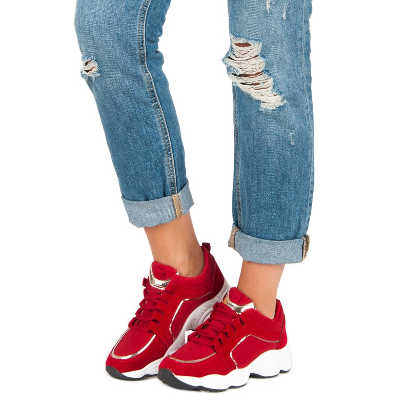 Vices Încălțăminte sport din piele de căprioară roșu 1