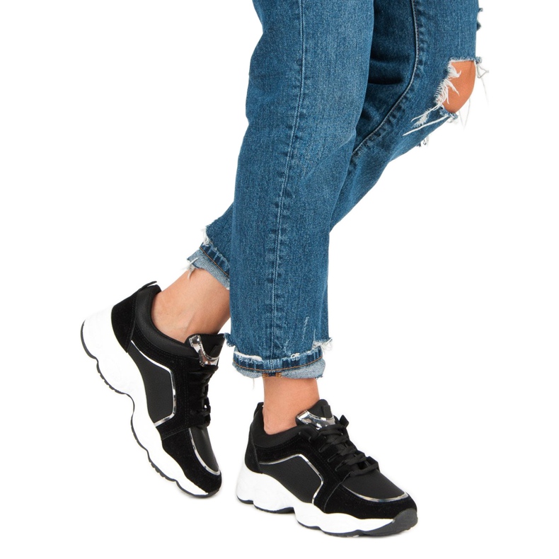 VICES Pantofi sport din piele întoarsă negru 2