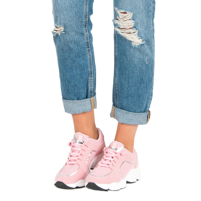 Vices Încălțăminte sport din piele de căprioară roz 1