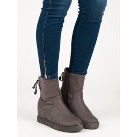 Bestelle Cizme pană burgundă gri 1 Bestelle Cizme pană burgundă gri 1