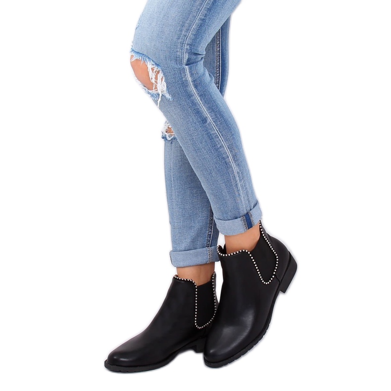 Ghete Chelsea negre cu margele Q-30 Negre negru 2