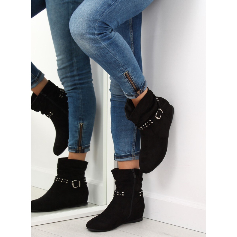 Negru PE103 Curea din satin negru cu știfturi 2