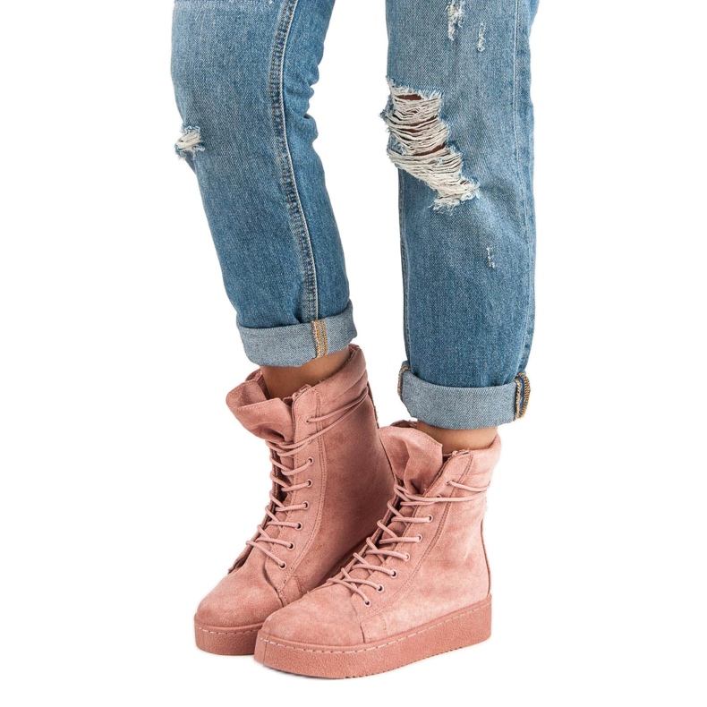 Bello Star Cizme de zăpadă din piele de căprioară roz 1