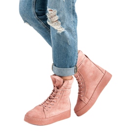 Bello Star Cizme de zăpadă din piele de căprioară roz 2