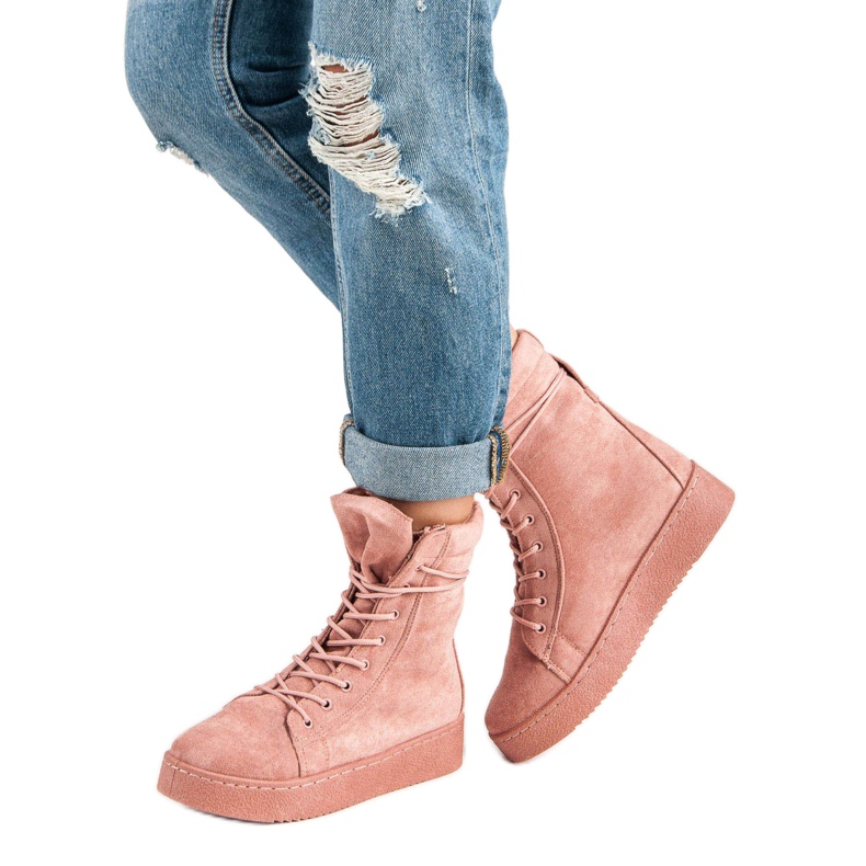 Bello Star Cizme de zăpadă din piele de căprioară roz 2