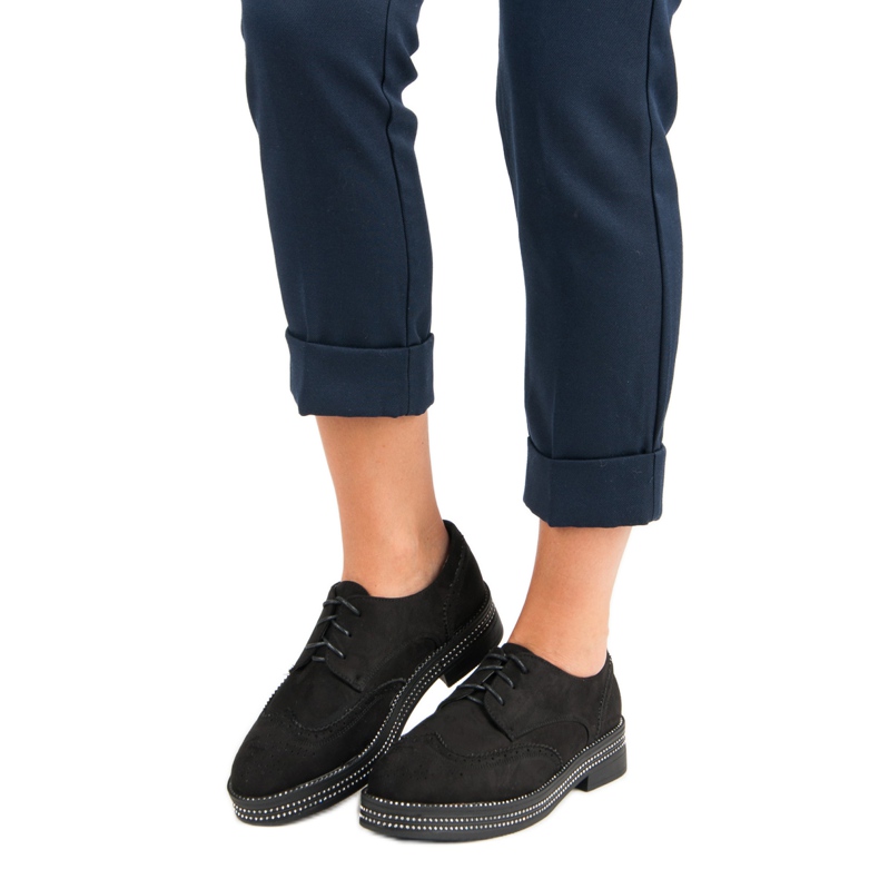 Seastar Pantofi din piele intoarsa la moda negru 1