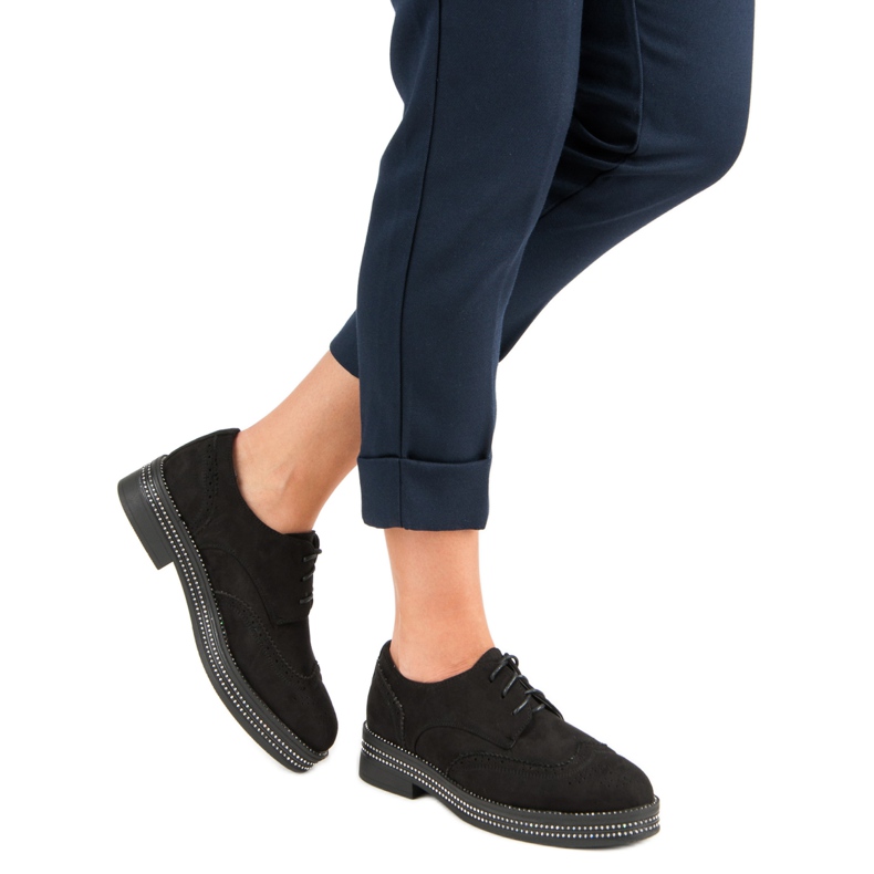 Seastar Pantofi din piele intoarsa la moda negru 2