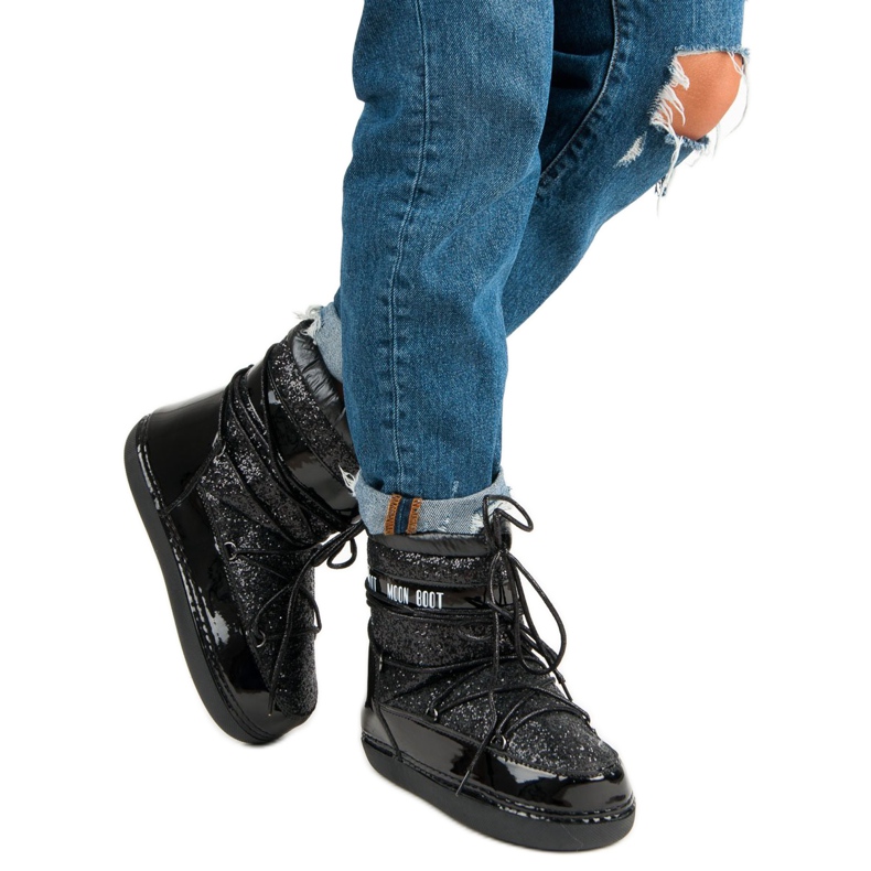 Cizme negre la modă pentru zăpadă negru 2 Cizme negre la modă pentru zăpadă negru 2